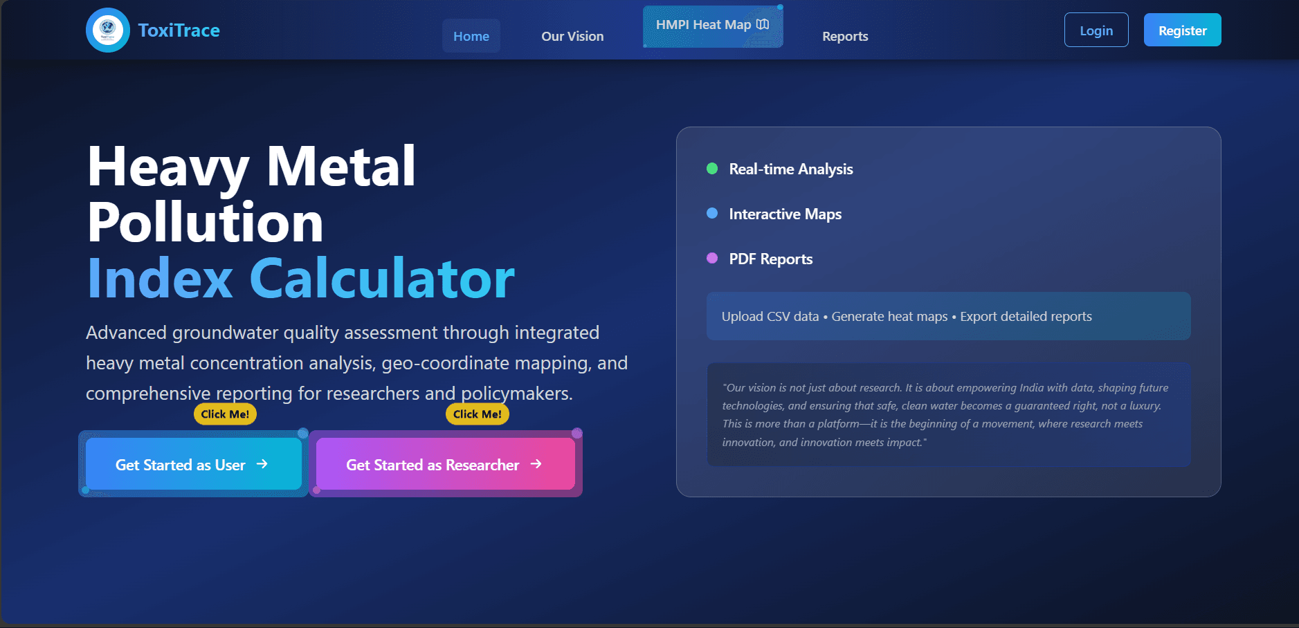 ToxiTrace – HMPI (AI-Driven Environmental Intelligence Platform)